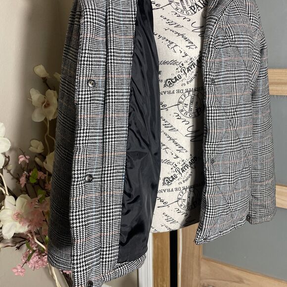 AND A NEW DAY WOMEN Plaid quilted PUFFER JACKET Grey/Black SIZE XL - Picture 4 of 7
